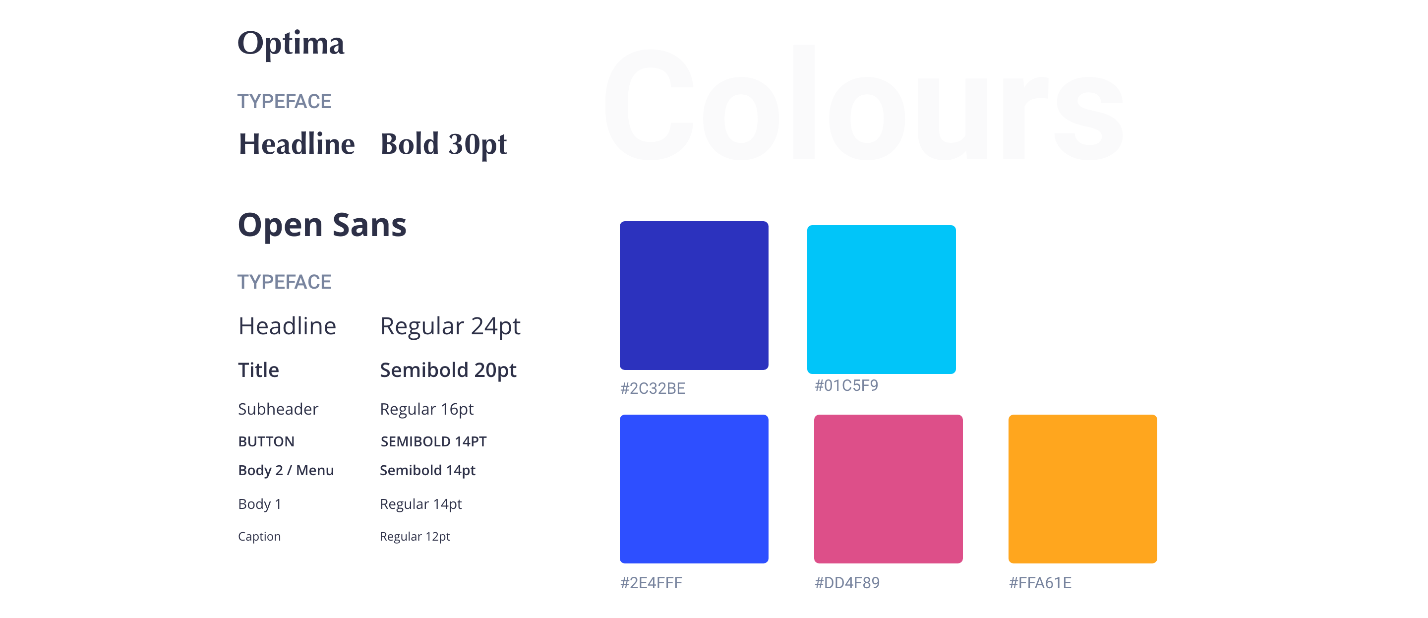 Typography and colours